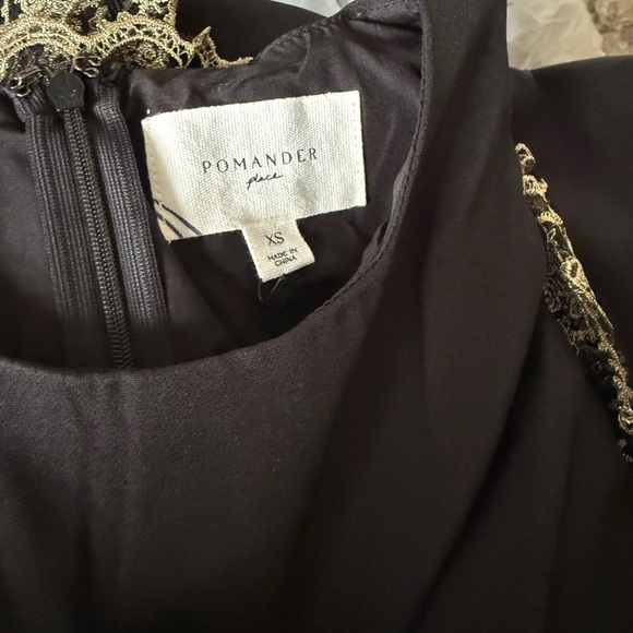 Pomander Place Lillith Black Maxi Dress XS NWT Lace Trim Formal Holiday Glam - Picture 8 of 9